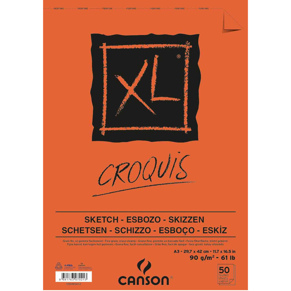 Canson Eskiz Croquıs XL 90 Gr Üsten Spiralli A3 50 Yaprak