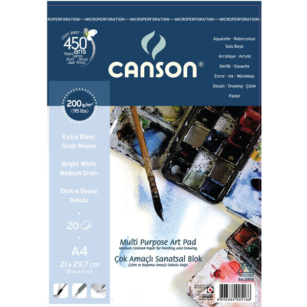 Canson Fınface 1557 Resim Blokları Çok Amaçlı 200 GR A4 20 Yaprak Üstten Spriralli