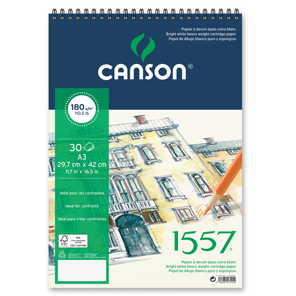 Canson Resim ve Çizim Defteri 180 Gram A3 20 Sayfa Üstten Spiralli