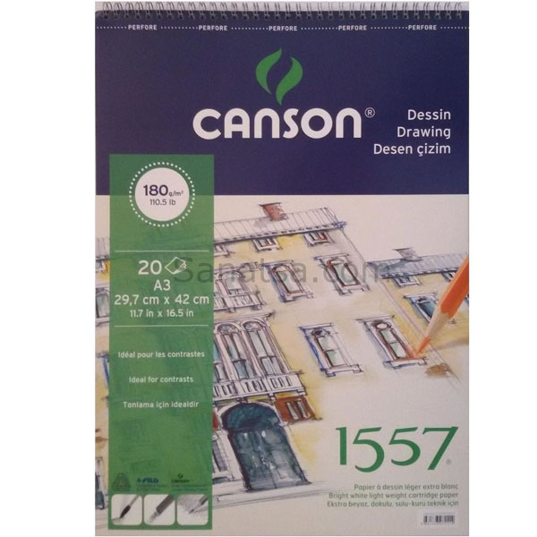 Canson Teknik Resim Defteri Blok Üstten Spiralli 40 Yaprak A3 120 GR