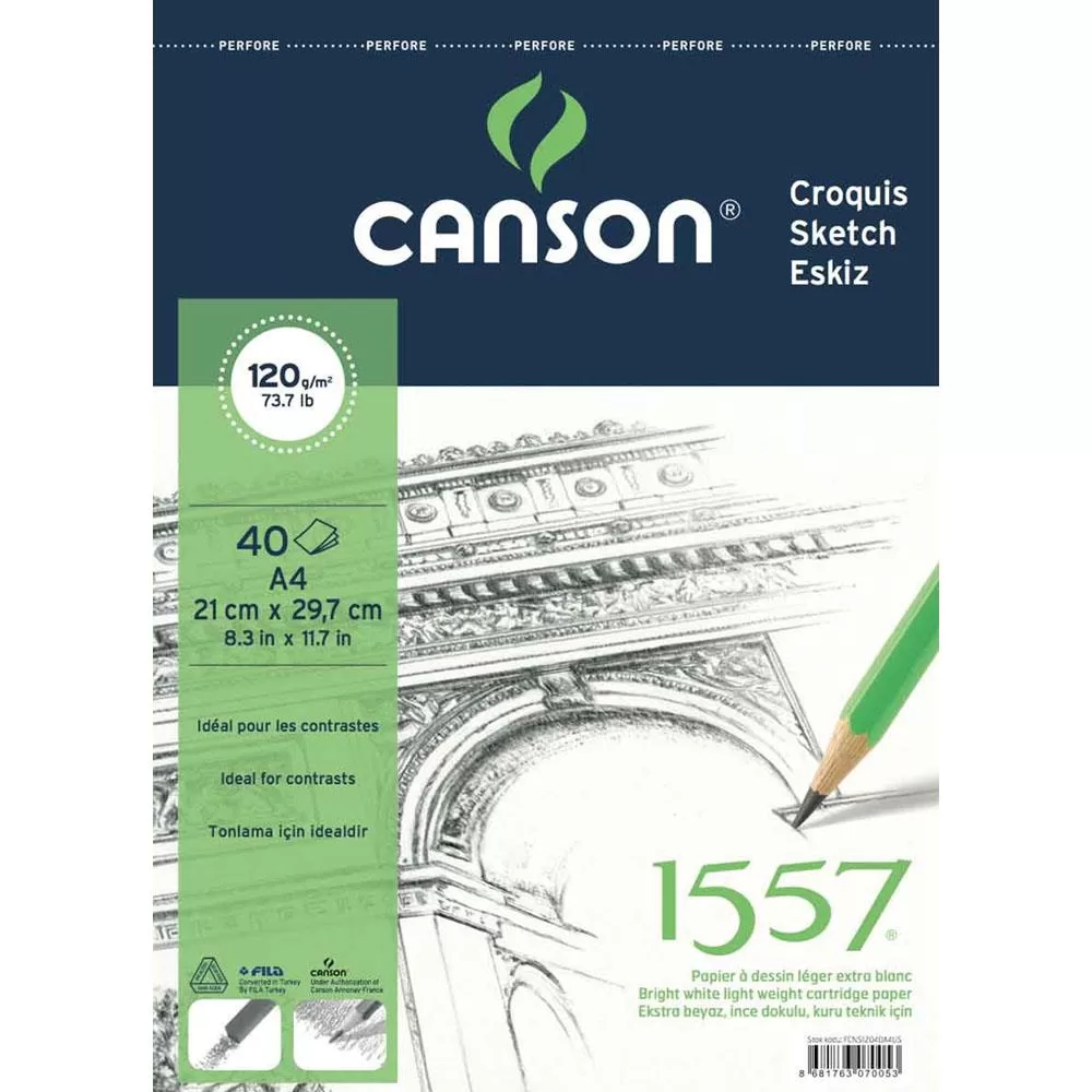 Canson Teknik Resim Defteri Blok Üstten Spiralli 40 Yaprak A4 120 GR