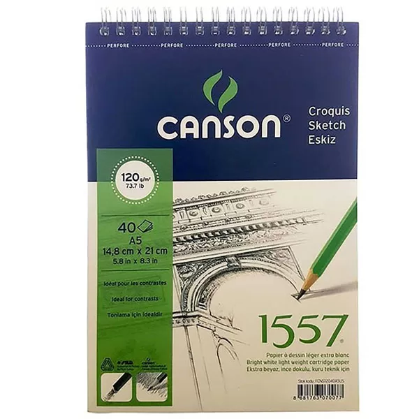 Canson Teknik Resim Defteri Blok Üstten Spiralli 40 Yaprak A5 120 GR