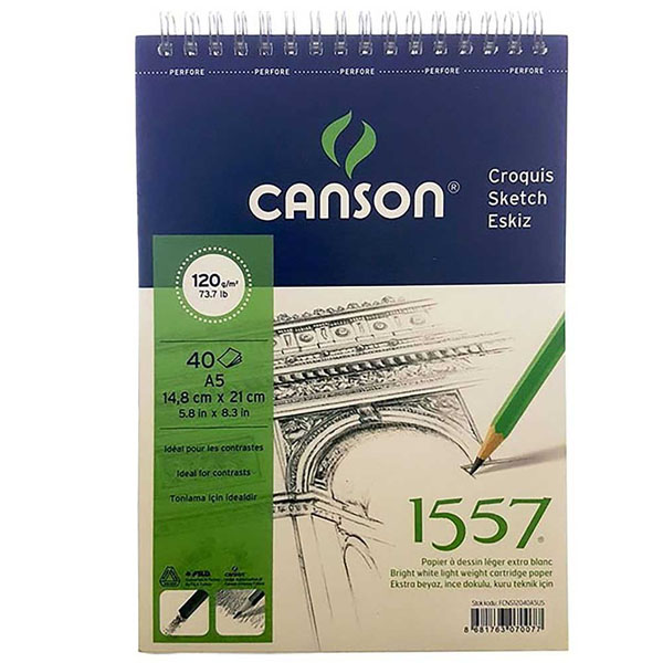 Canson Teknik Resim Defteri Blok Üstten Spiralli 40 Yaprak A5 120 GR