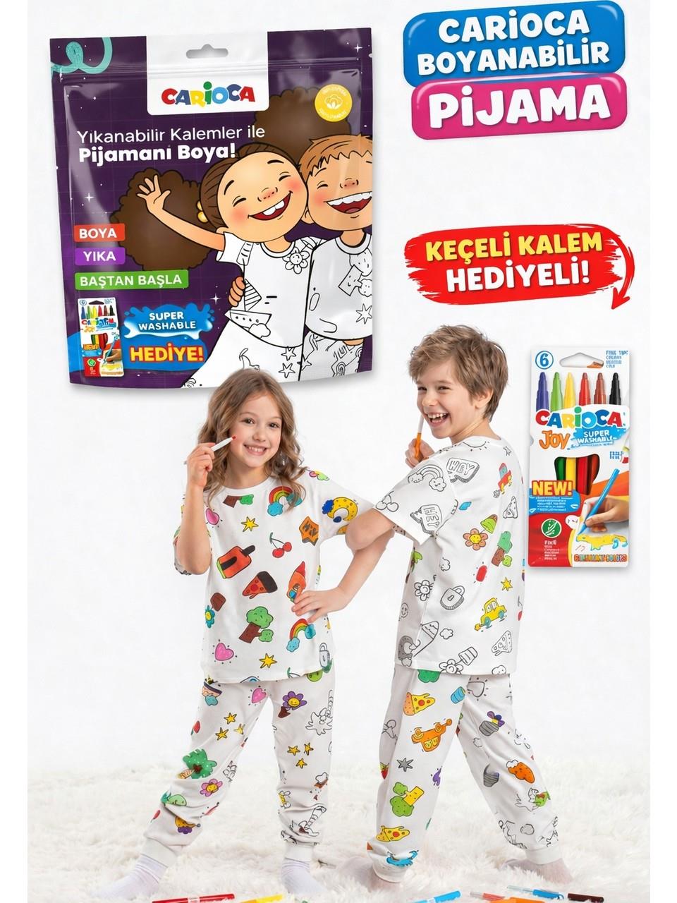 Carioca Boyanabilir Pijama 3-4 Yaş Keçeli Kalem Hediyeli