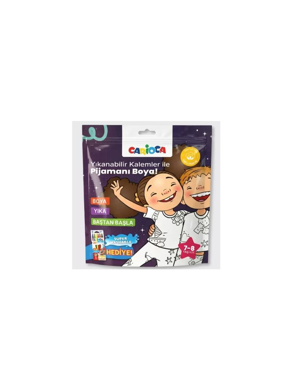 Carioca Boyanabilir Pijama 6-7 Yaş Keçeli Kalem Hediyeli