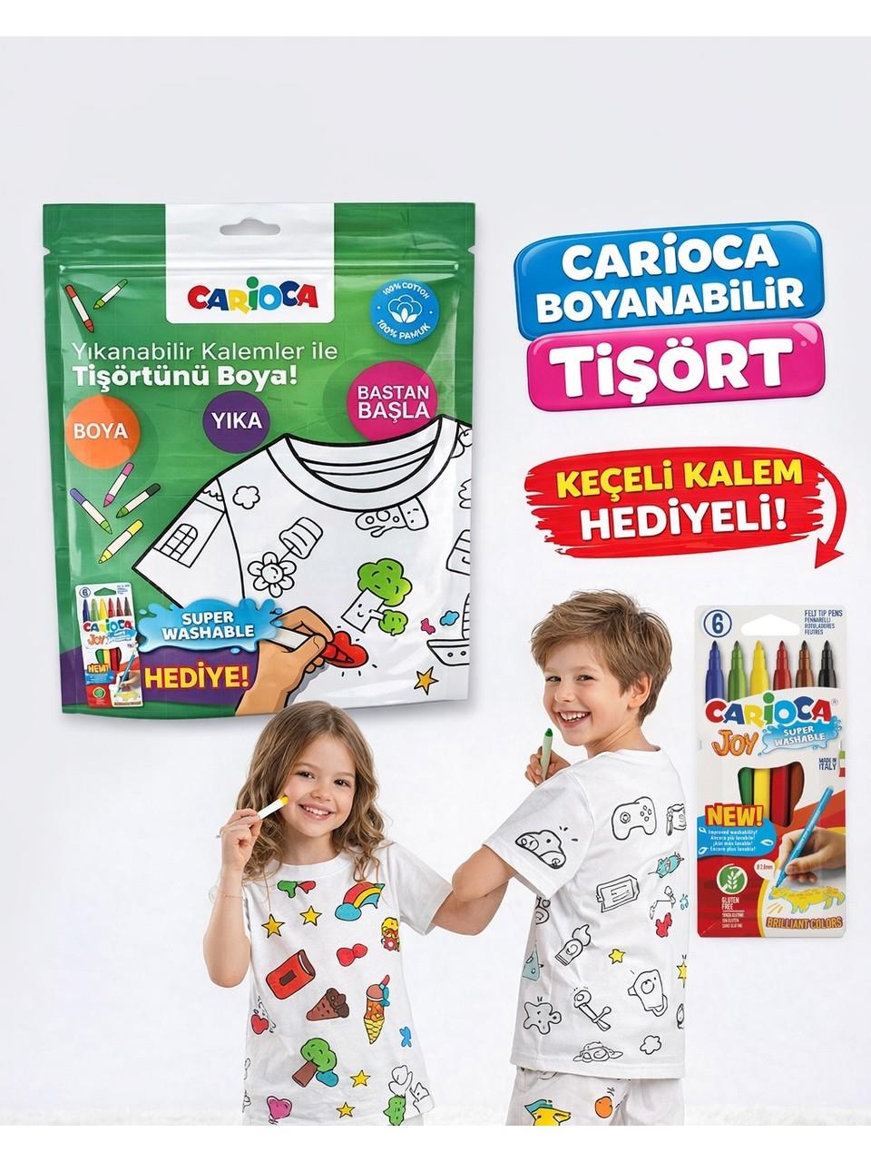 Carioca Boyanabilir Tişört 5-6 Yaş Keçeli Kalem Hediyeli