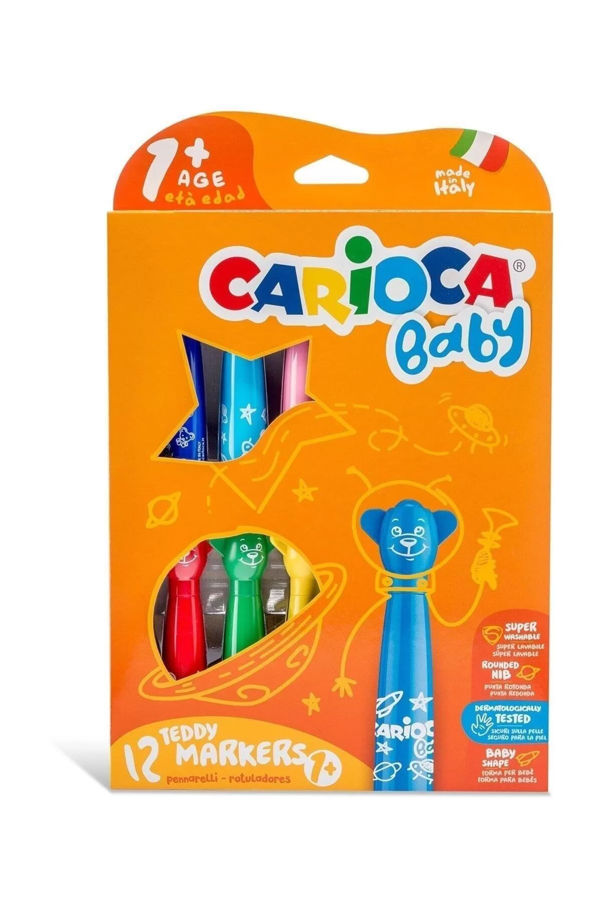 Carioca Keçeli Boya Kalemi Teddy Jumbo Bebek Süper Yıkanabilir 12 Li