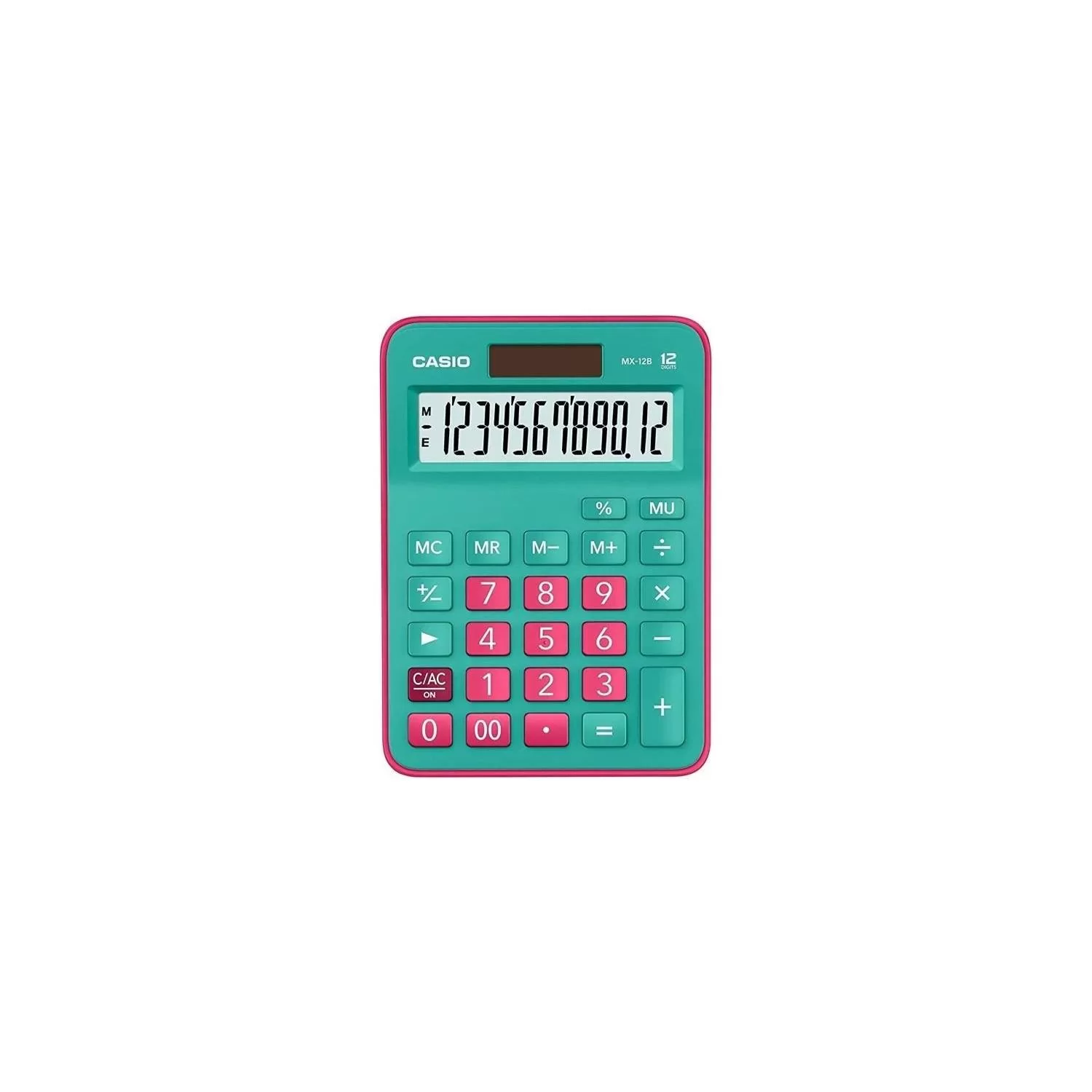 Casio Hesap Makinesi Masa Üstü 12 Hane Yeşil + Pembe Hesap Makinası