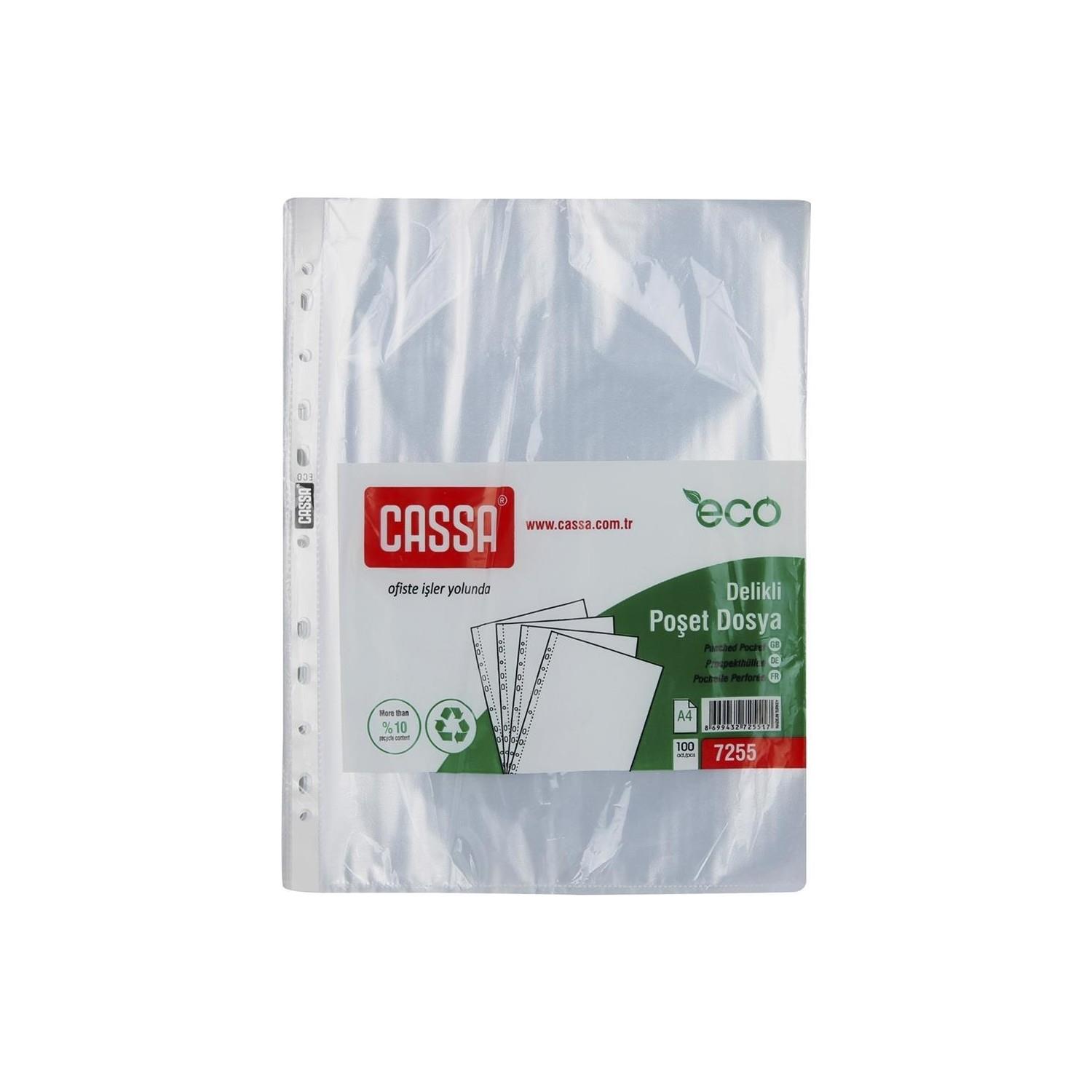 Cassa Poşet Dosya Eco 35 Micron 100 Lü A4 Şeffaf Poşet Dosya