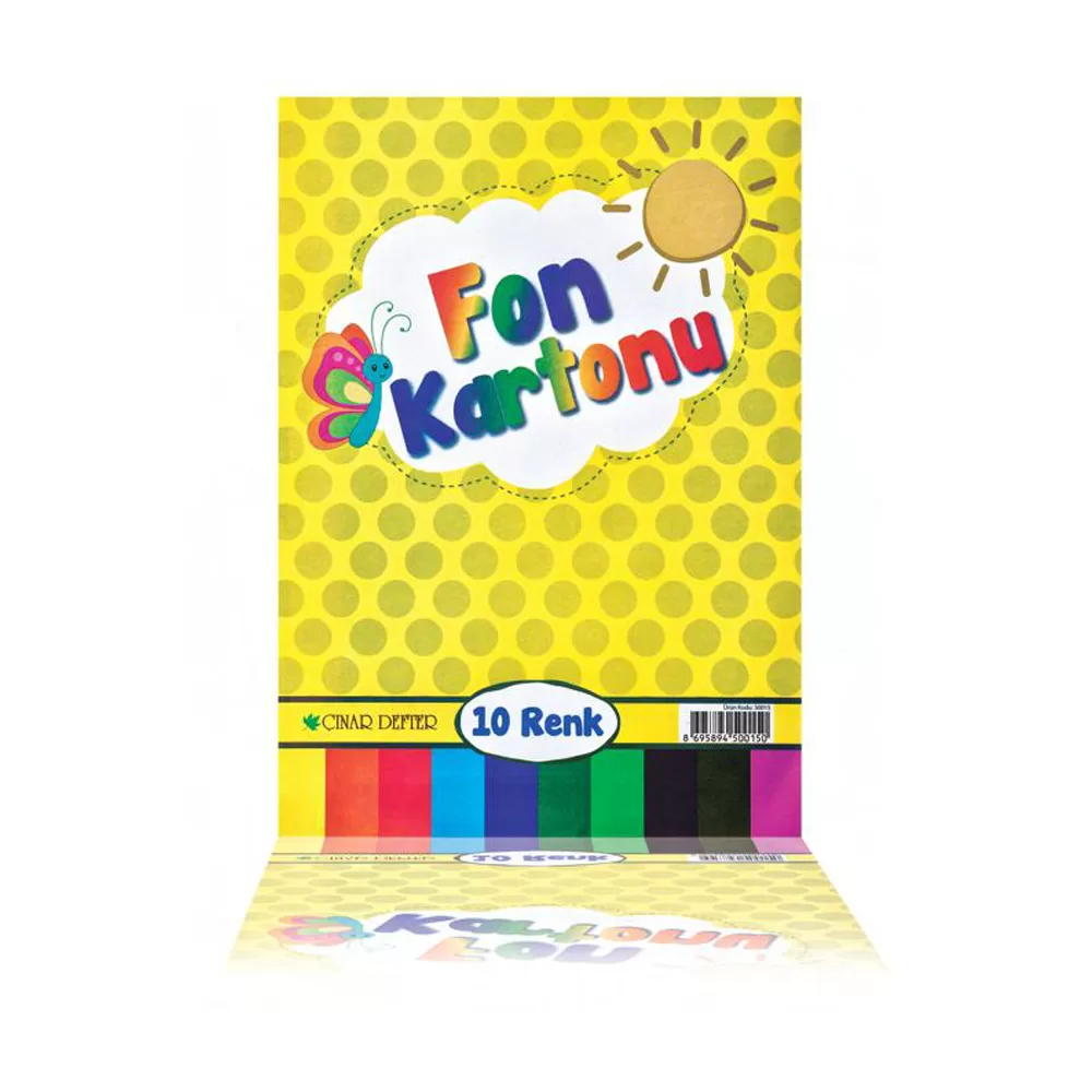 Çınar Fon Kartonu 10 Renk Karışık 24X34 Cm