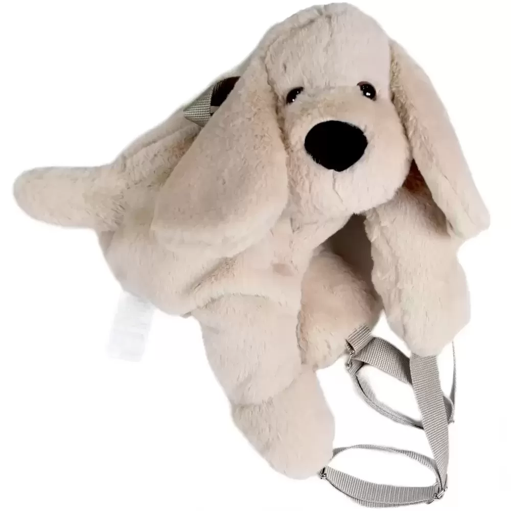Dada Peluş Çanta Köpek Krem 45 Cm Fermuarlı Peluş Köpek Çanta
