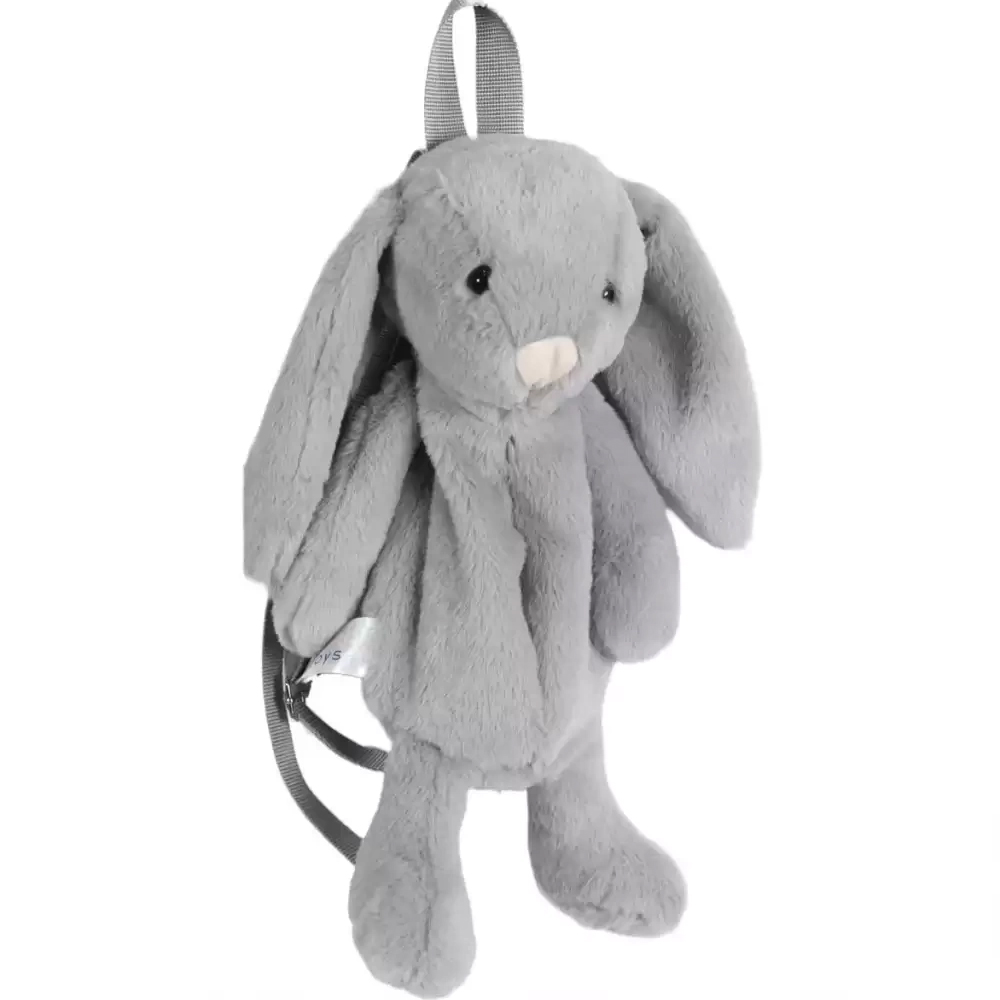 Dada Peluş Çanta Tavşan Gri 45 Cm Fermuarlı Tavşan Figürlü Peluş Askılı Çanta