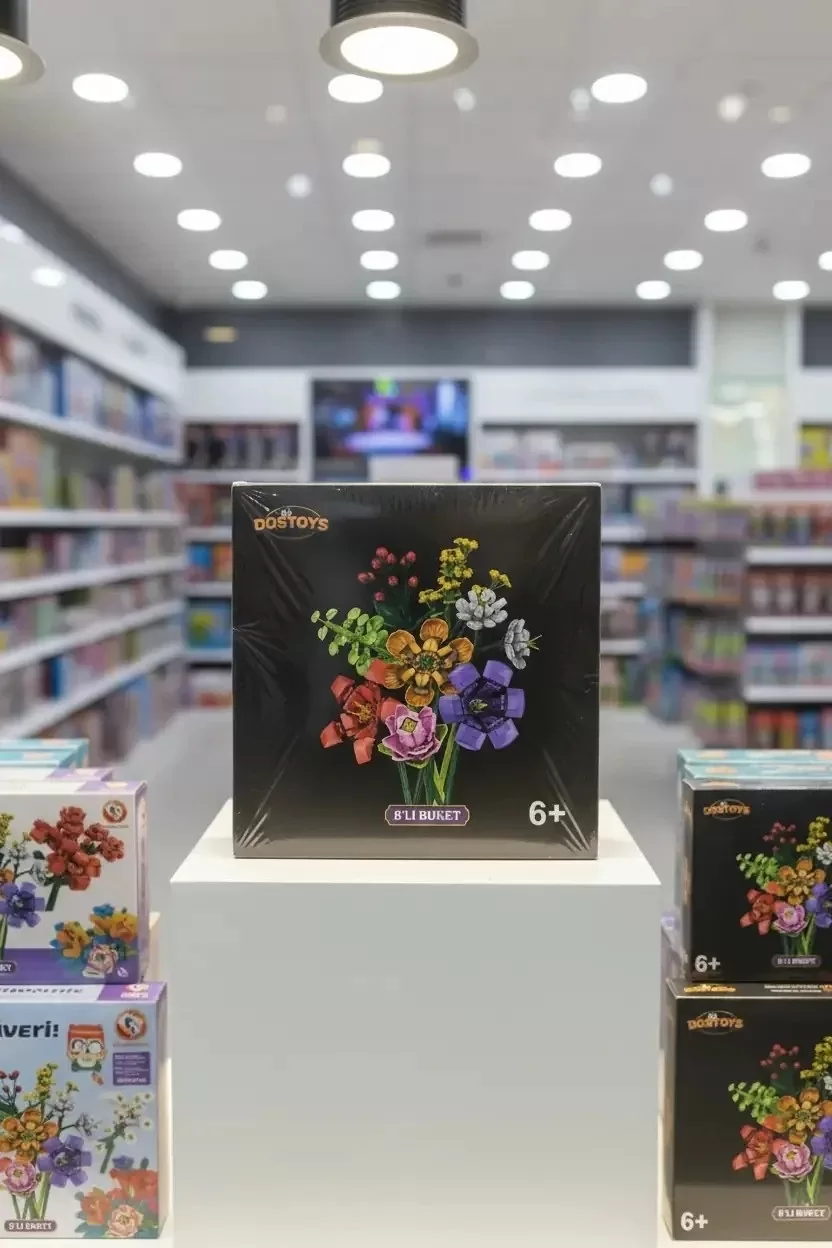 Dosttoys 8'li Çiçek Buketi Oyun Bloğu Seti – 8 Farklı Çiçek Dekoratif Tasarım Blok