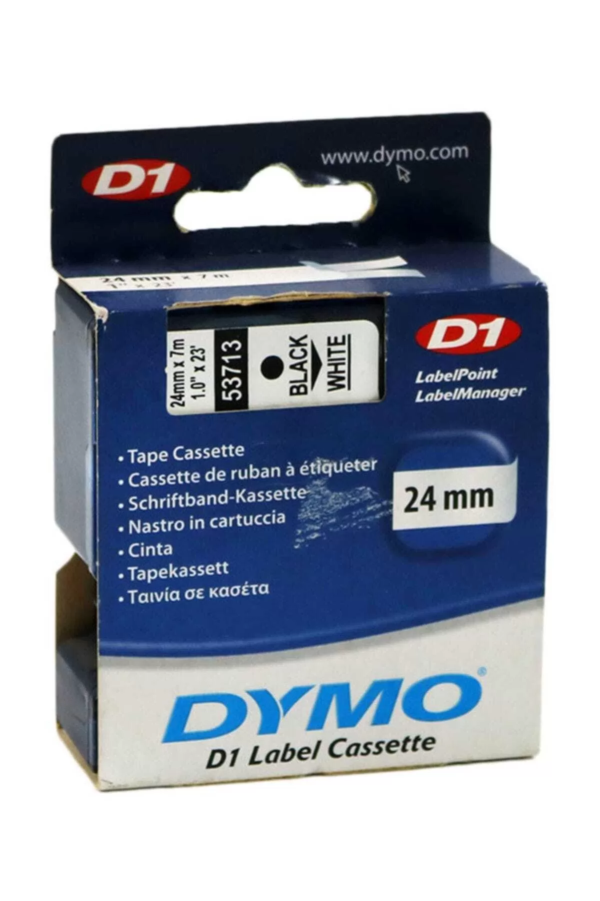 Dymo D1 Şerit Standart 24 MM x 7 Metre Beyaz Üzerine Siyah 53713