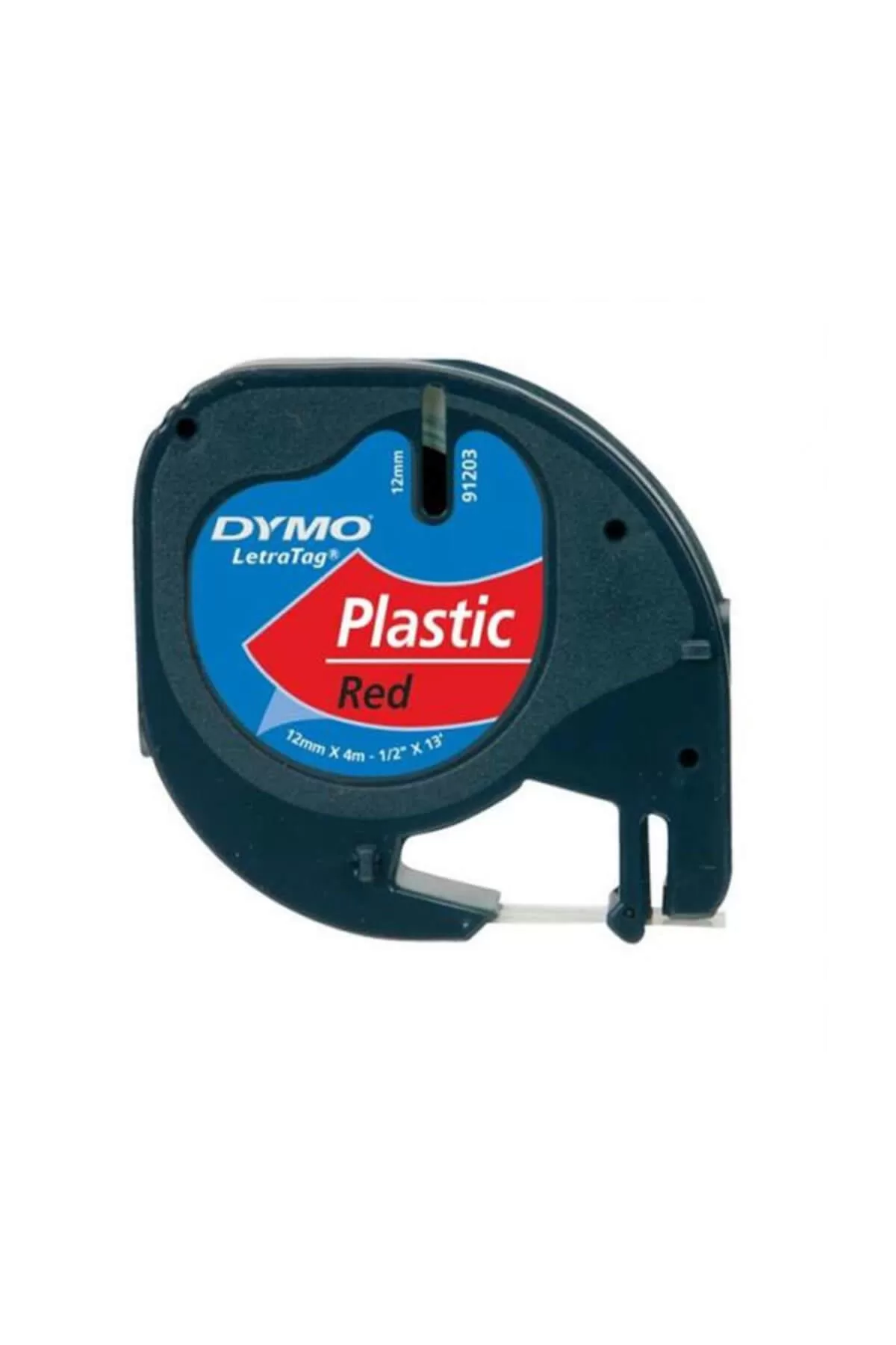 Dymo Letratag Şerit Plastik 12MM x 4 Metre Kırmızı 