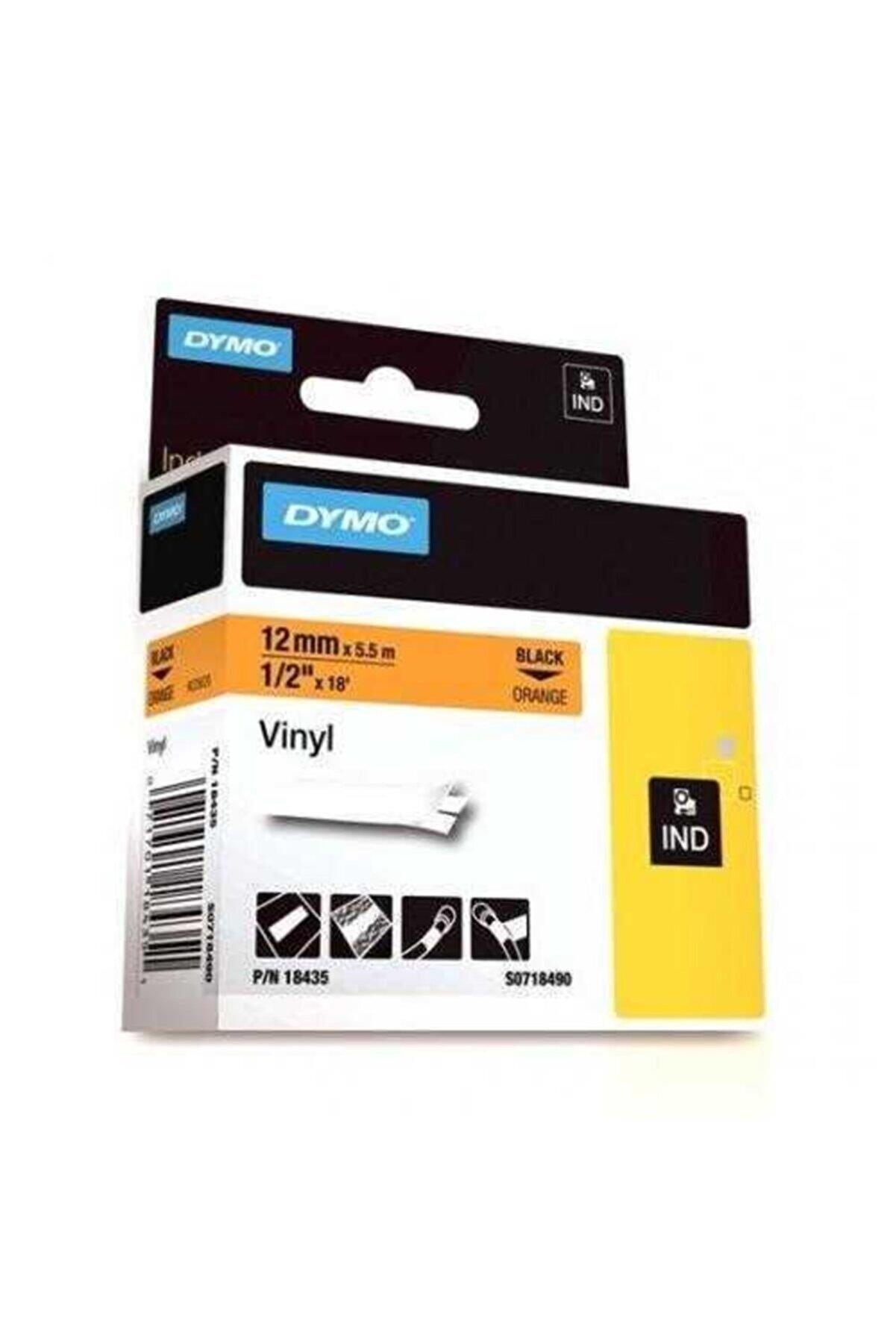 Dymo Rhinopro Renkli Vinil Şerit 12 Mm x 5.5 Metre Turuncu/Siyah