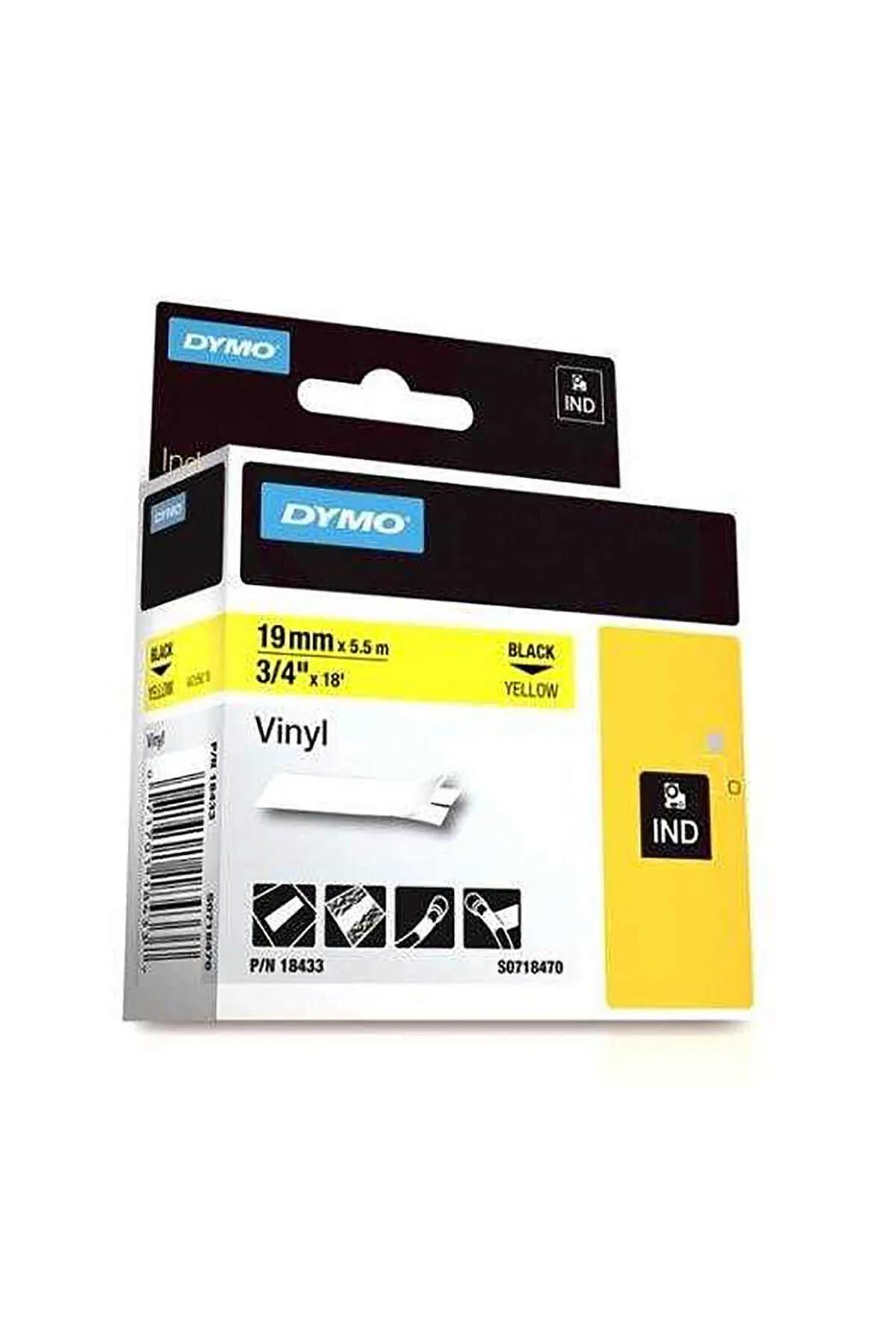 Dymo Rhinopro Renkli Vinil Şerit 19 mm x 5.5 Metre Sarı/Siyah