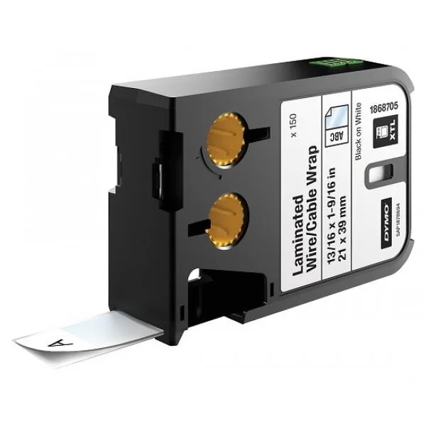 Dymo XTL Lamine Tel / Kablo Etiketi 21 x 39mm Beyaz/Siyah 150 Adet