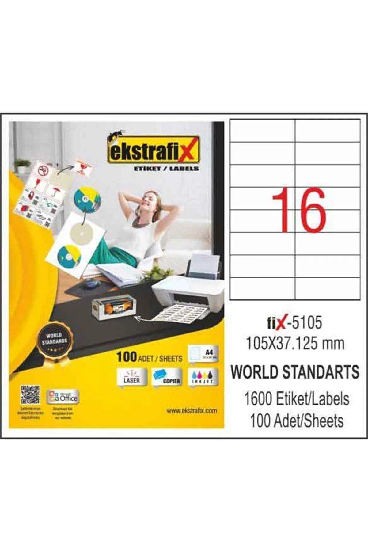 Ekstrafix Laser Etiket 105 x 37.125 MM 100 Yaprak Lazer Etiketi