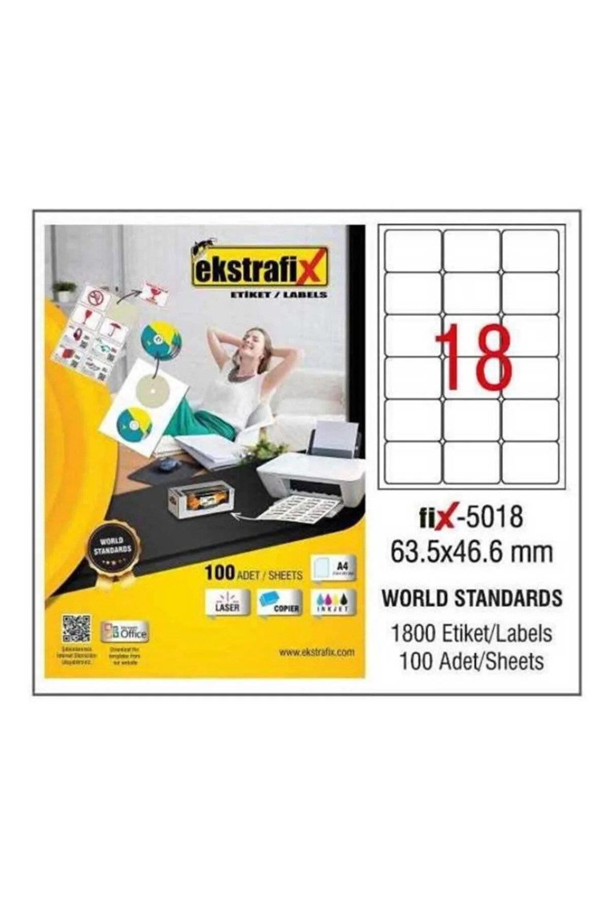 Ekstrafix Laser Etiket 63.5 x 46.6 MM Lazer Etiket 100 Yaprak
