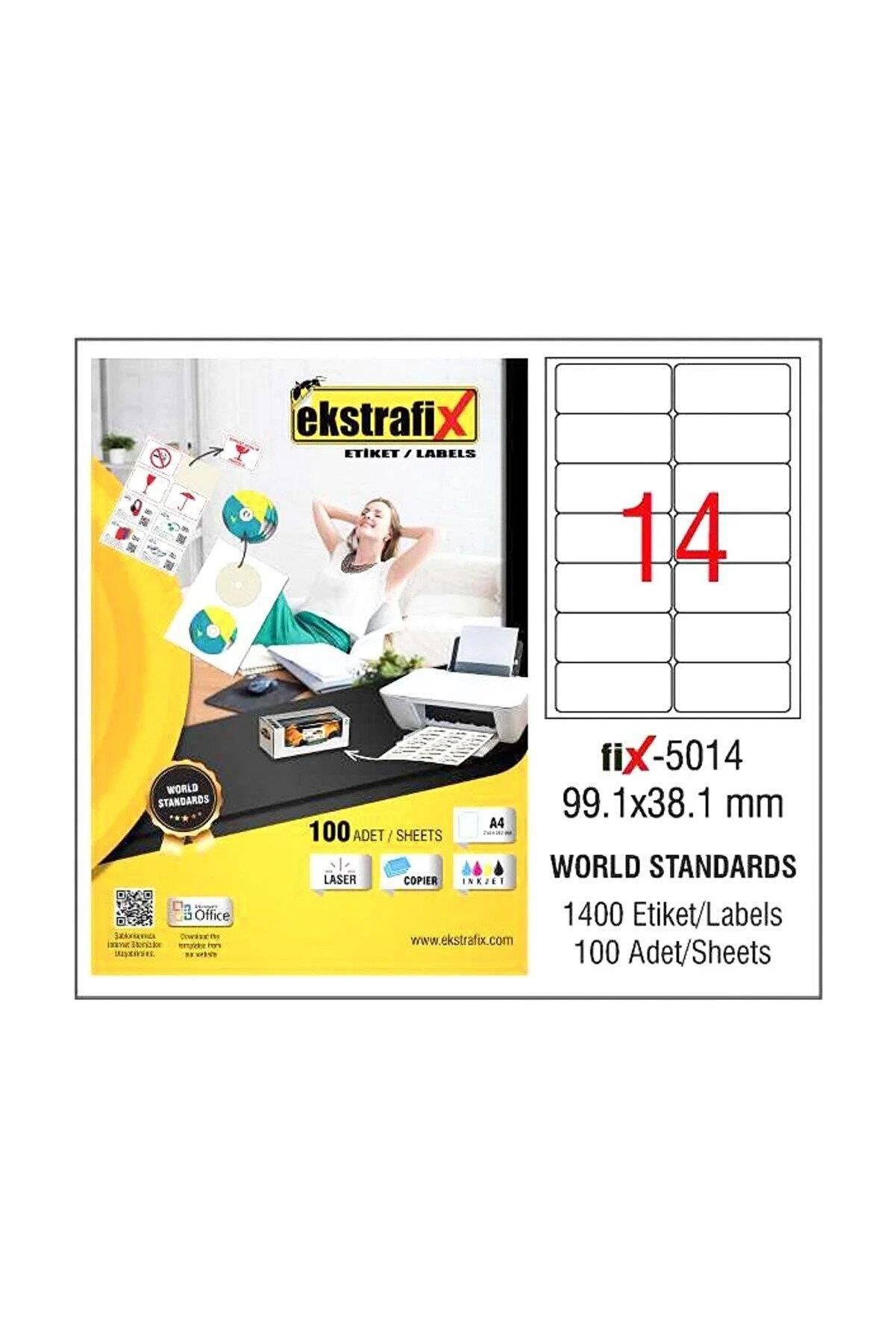 Ekstrafix Laser Etiket 99.1 x 38.1 MM Lazer Etiket 100 Yaprak