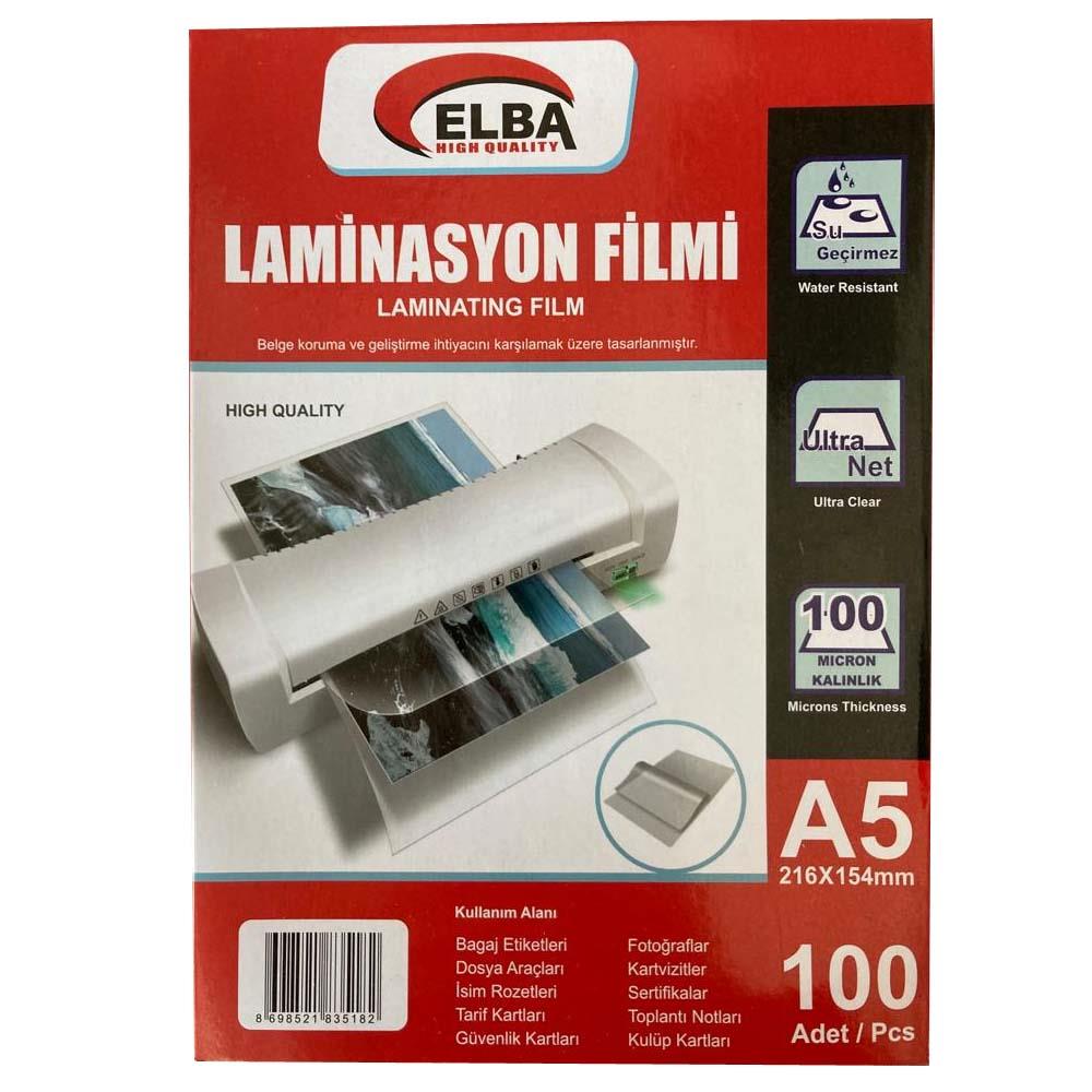 Elba Laminasyon Filmi A5 100 Micron 100 Lü 154 x 216 MM Laminasyon Filmi