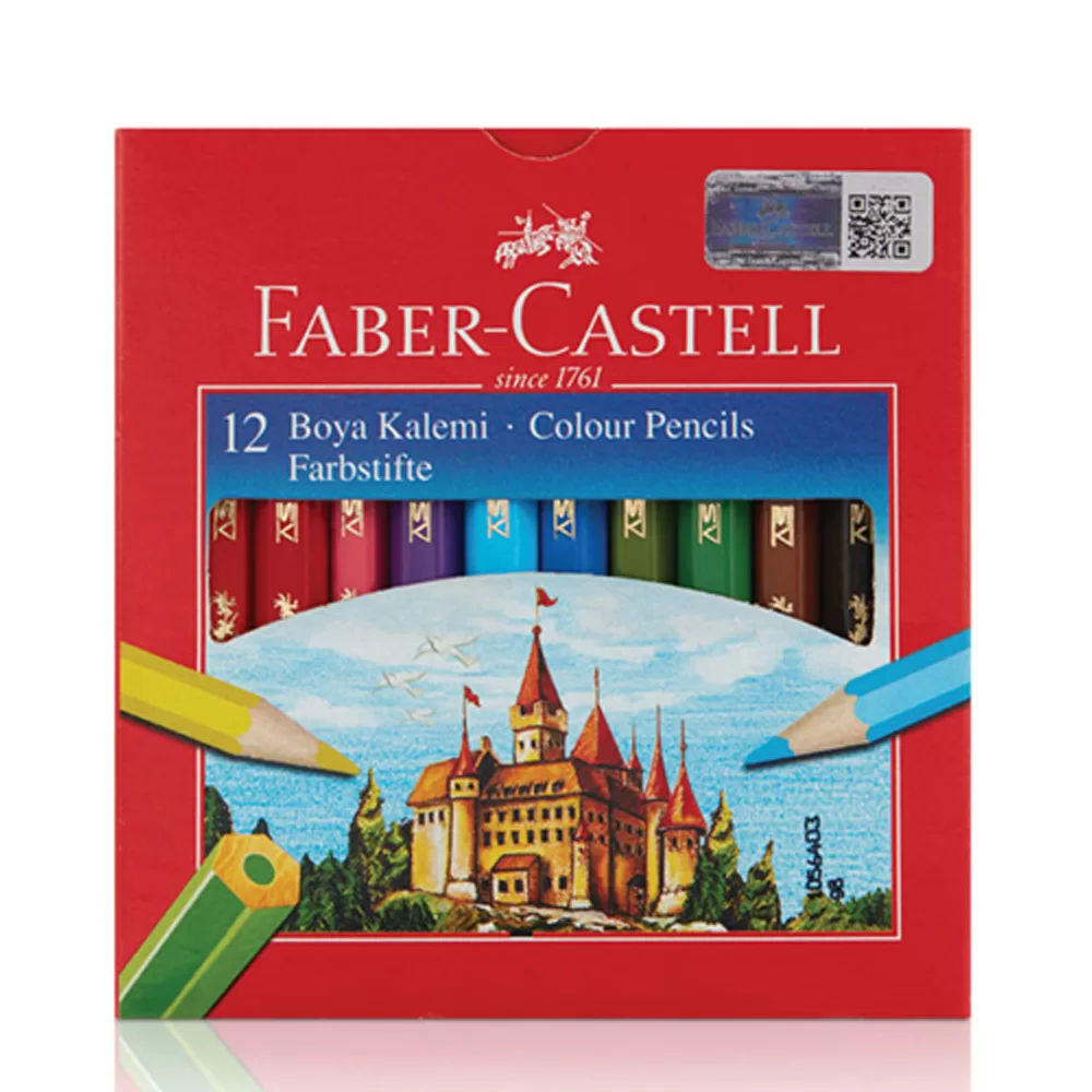 Faber-Castell Karton Kutu Kuruboya Kalemi 12 Renk Yarım Boy