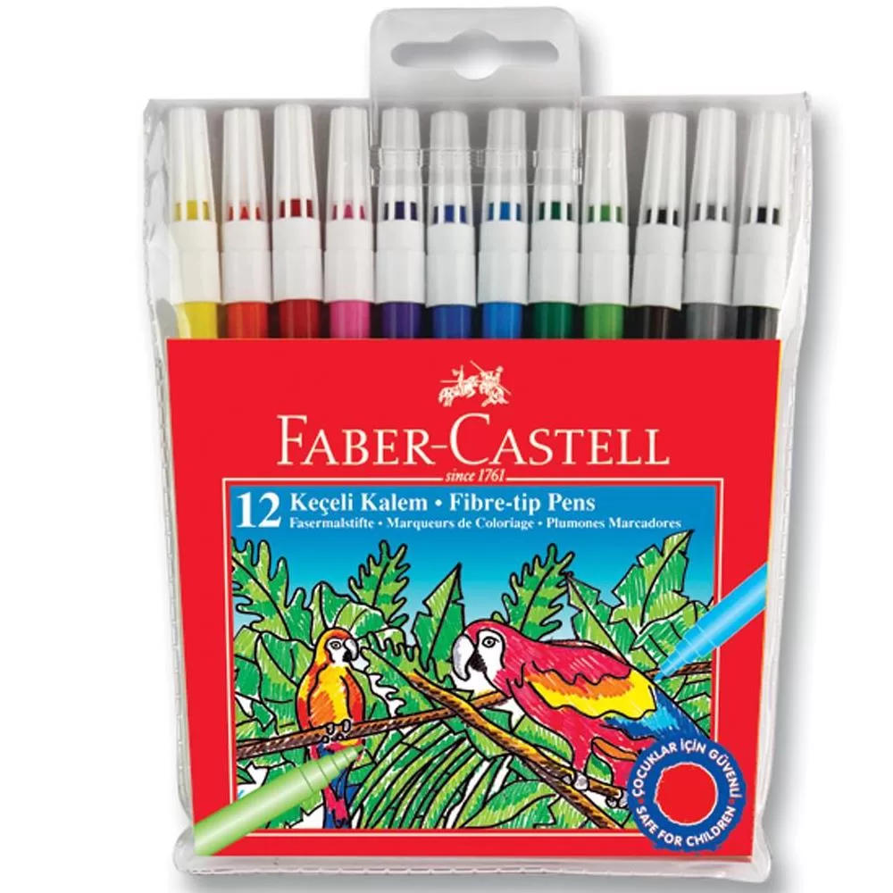 Faber-Castell Keçeli Boya Kalemi Yıkanabilir 12 Renk