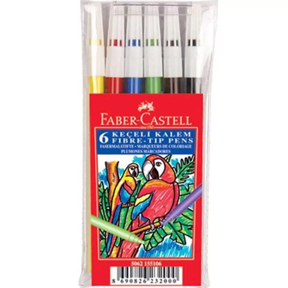 Faber-Castell Keçeli Boya Kalemi Yıkanabilir 6 Renk