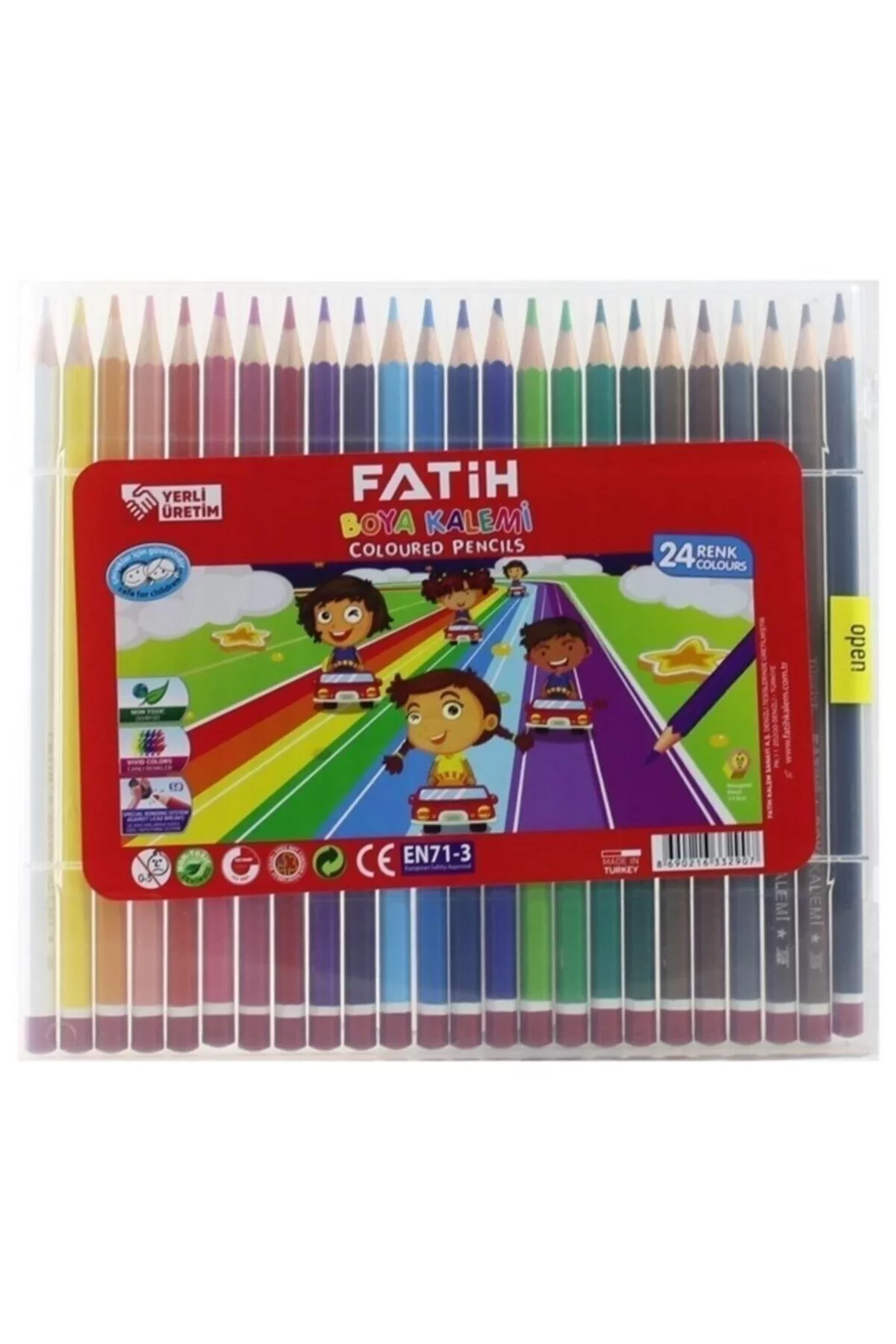 Fatih 24 Renk Tam Boy Plastik Çantalı Kuruboya
