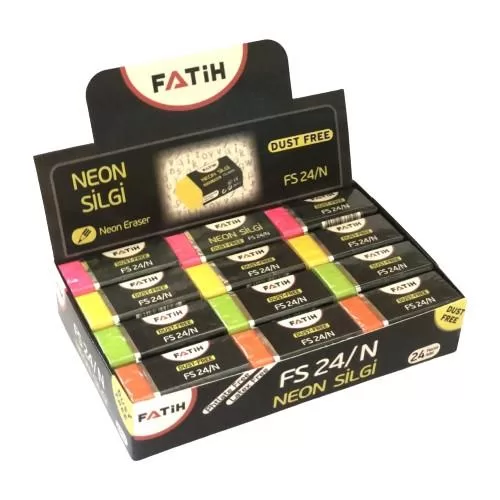 Fatih Neon Renkler Öğrenci Silgisi 24 Lü Paket