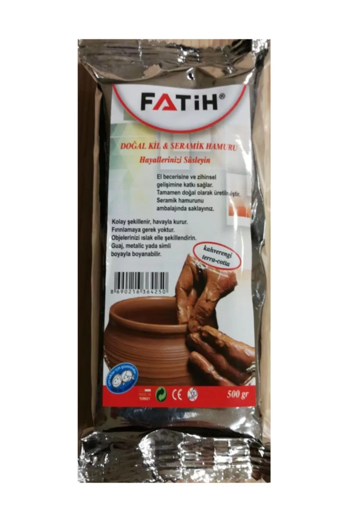 Fatih Seramik Hamuru Doğal Kil 500 GR Kahverengi 36425