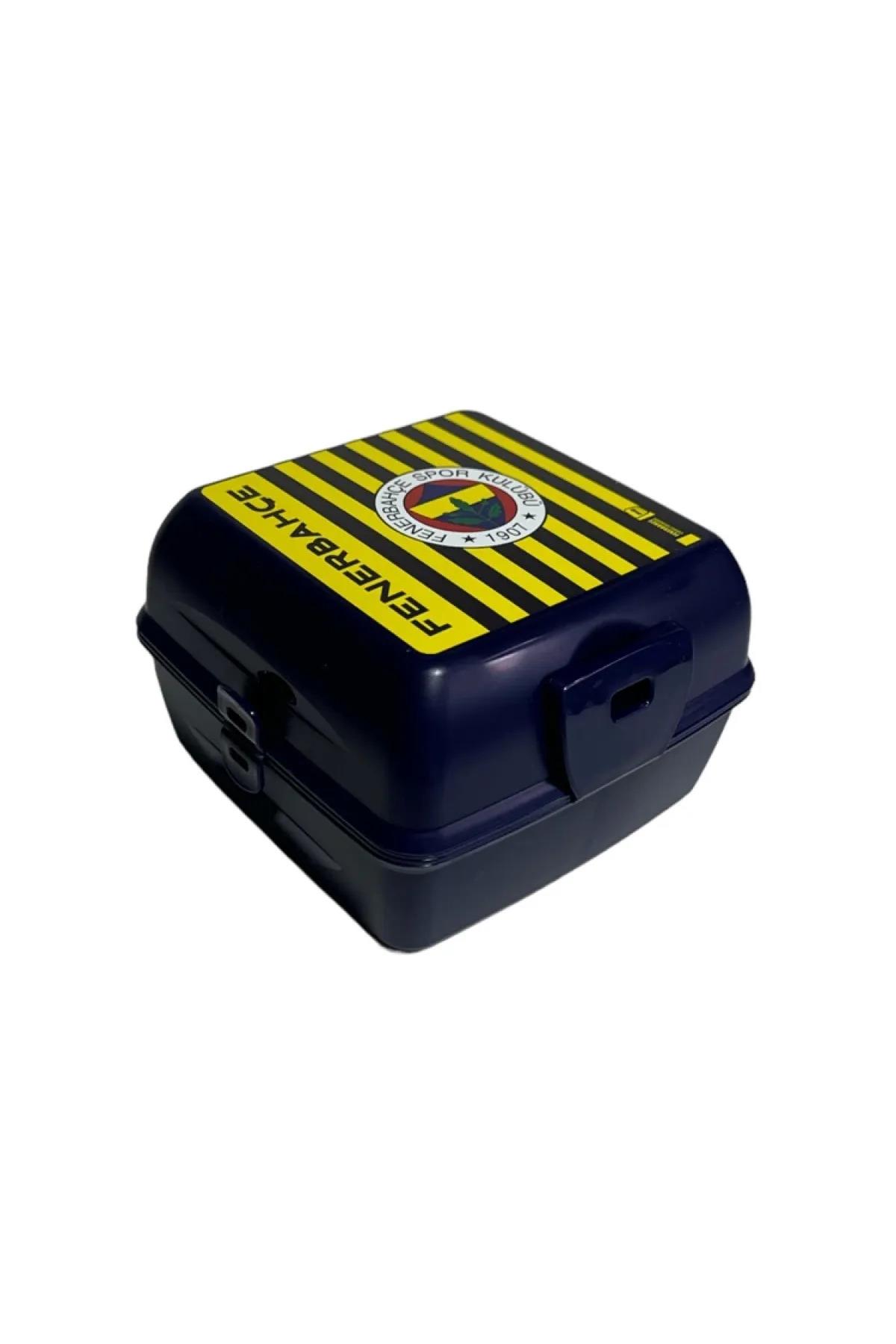 Fenerbahçe 4 Bölmeli Çizgili Forma Baskılı Plastik Kaşık Çatallı Beslenme Kabı