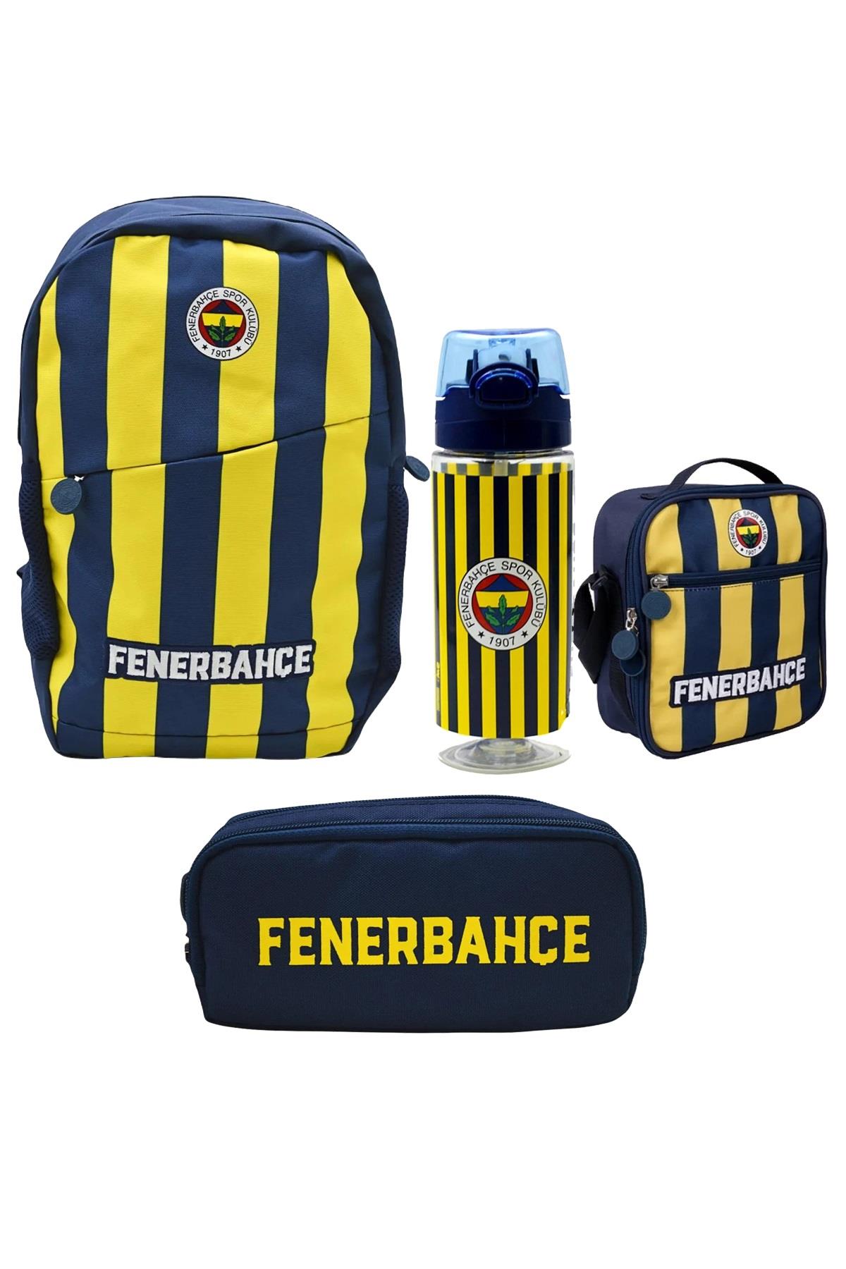 Fenerbahçe Lisanslı Çizgili Forma Desenli Okul Çanta Seti 4 Lü