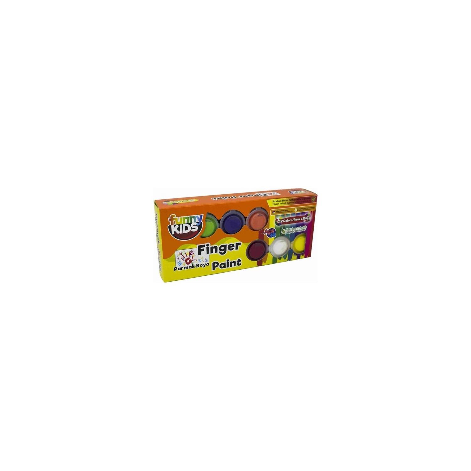 Funny Kids 12 Renk Parmak Boyası Seti 12 x 25 ML