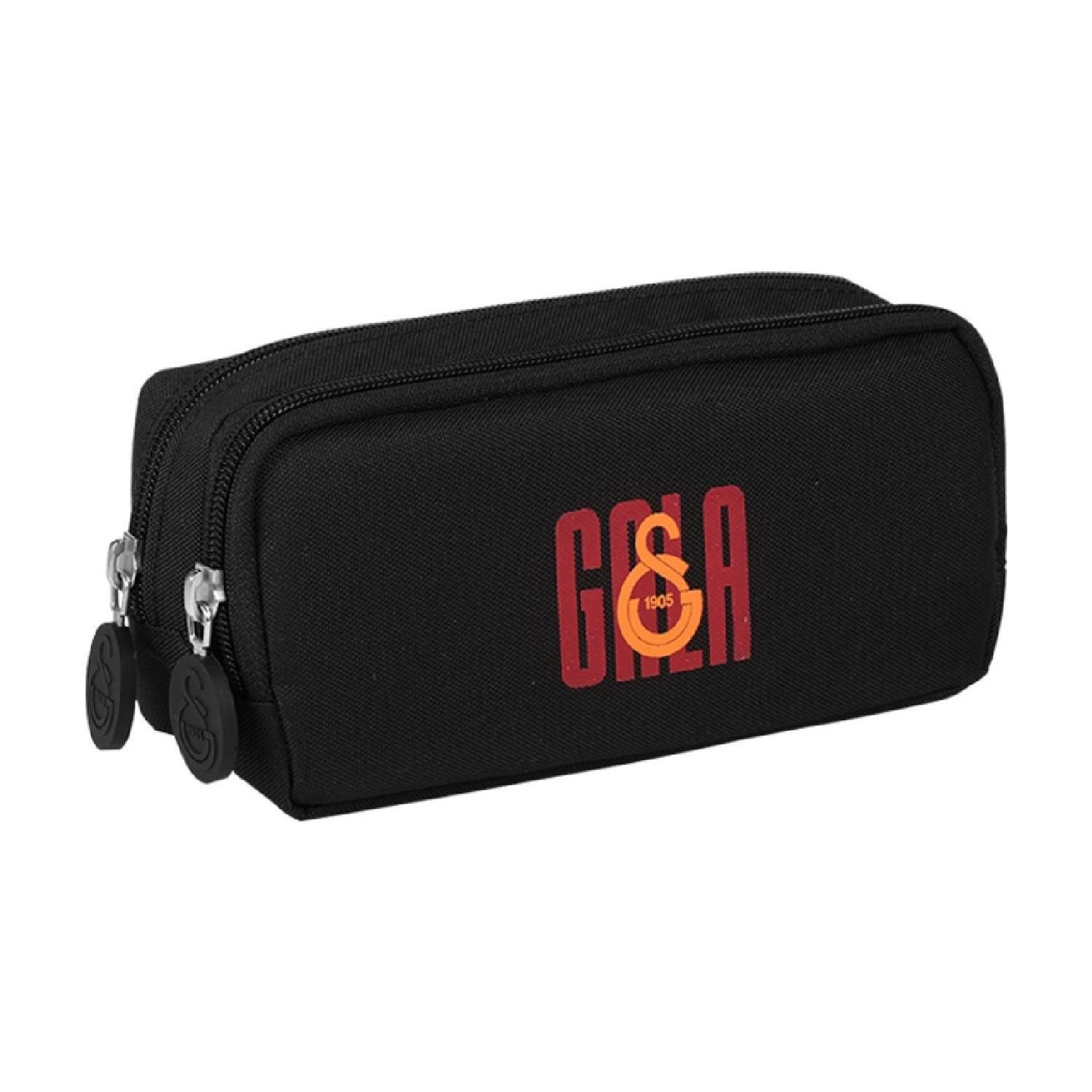 Galatasaray 2 Bölmeli Logo Baskılı Kalemlik Siyah Kalem Çantası