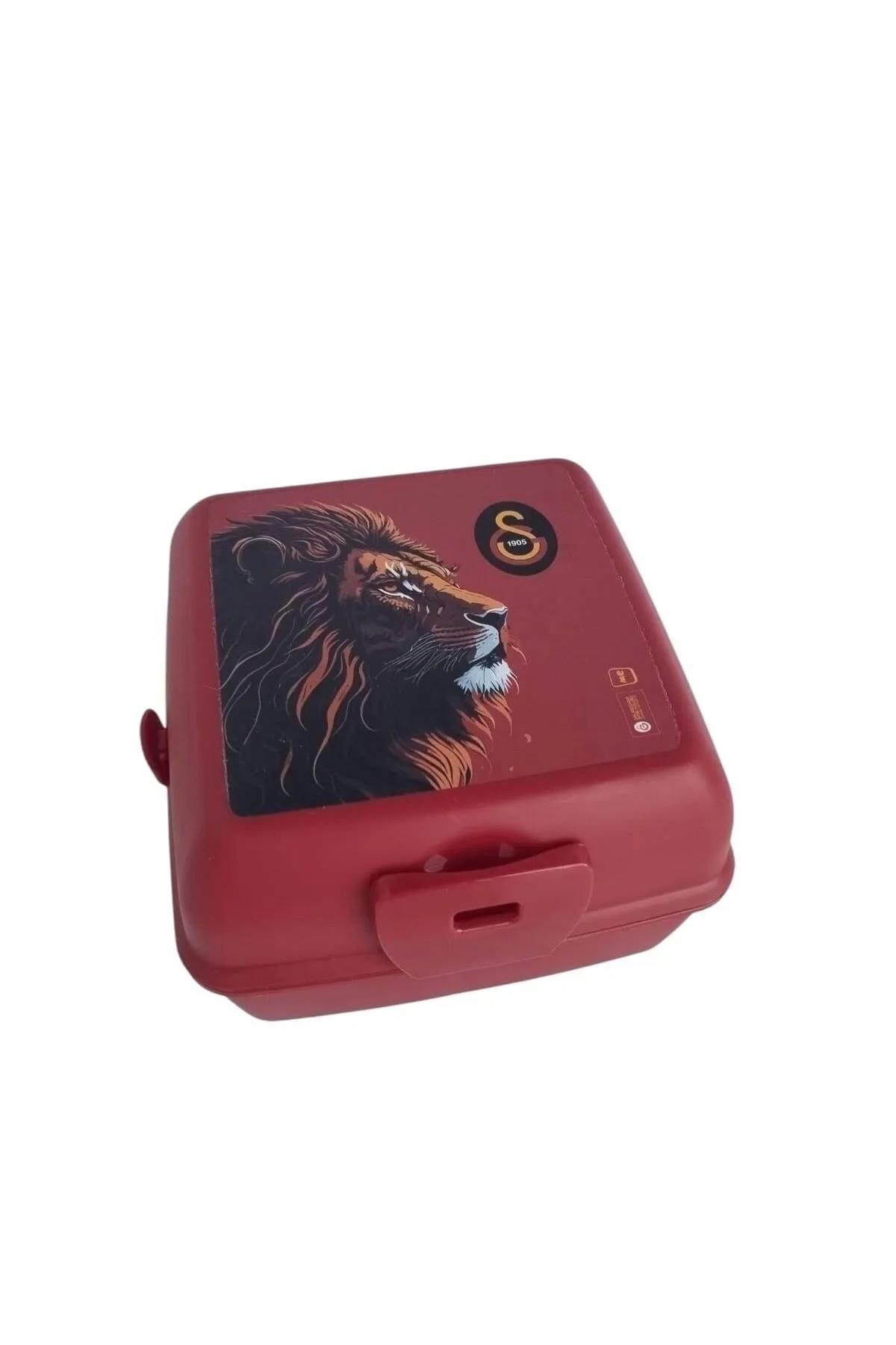 Galatasaray Aslan Desenli Beslenme Kabı 4 Bölmeli Çatal Kaşıklı Beslenme Kutusu