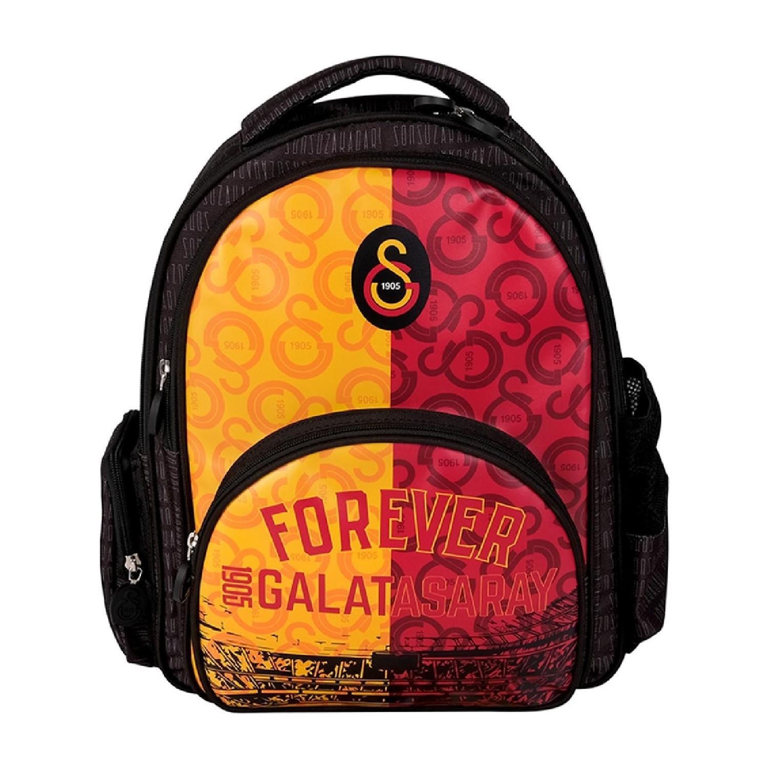 Galatasaray Forever Suni Deri Okul Sırt Çantası 3 Bölmeli Okul Çantası