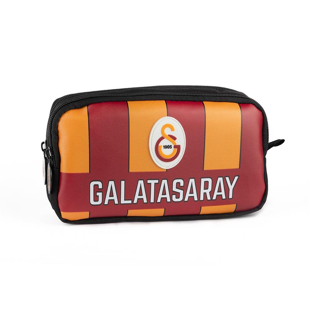 Galatasaray GS Lisanslı Logolu 2 Bölmeli Kalemlik Çok Gözlü Kalem Çantası Suni Deri Ön Yüzey
