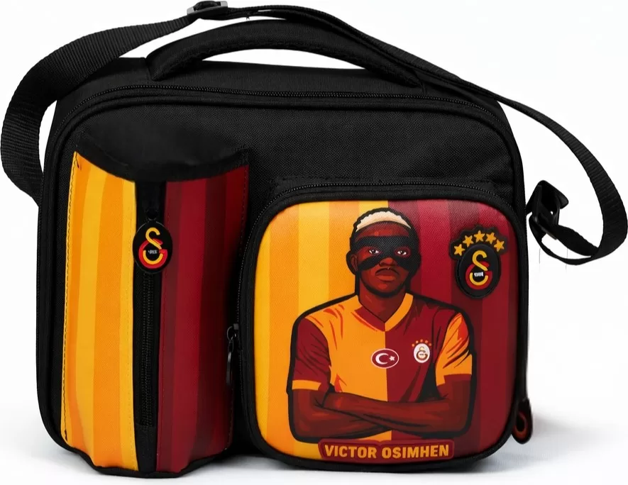 Galatasaray Lisanslı Victor Osimhen Figürlü 3 Bölmeli Su Itici Kumaşlı Beslenme Çantası