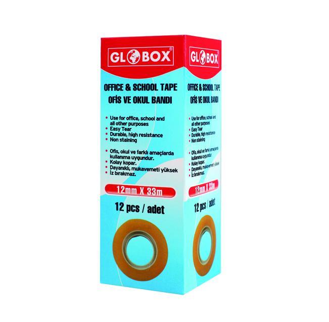 Globox Şeffaf Bant 12 mm x 33 metre Şeffaf Bant 12 Li Paket