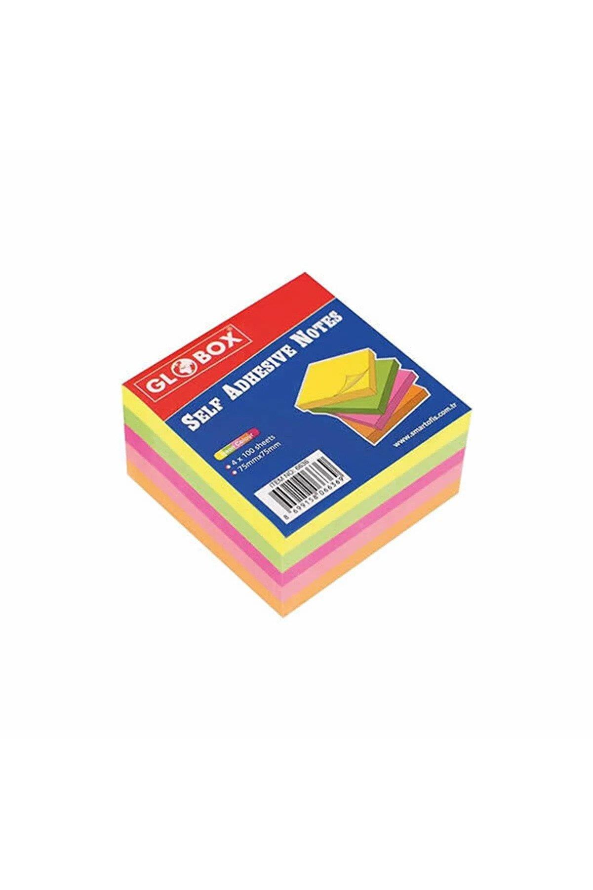 Globox Yapışkanlı Not Kağıt 75x75 mm Neon Renk 400 Yaprak