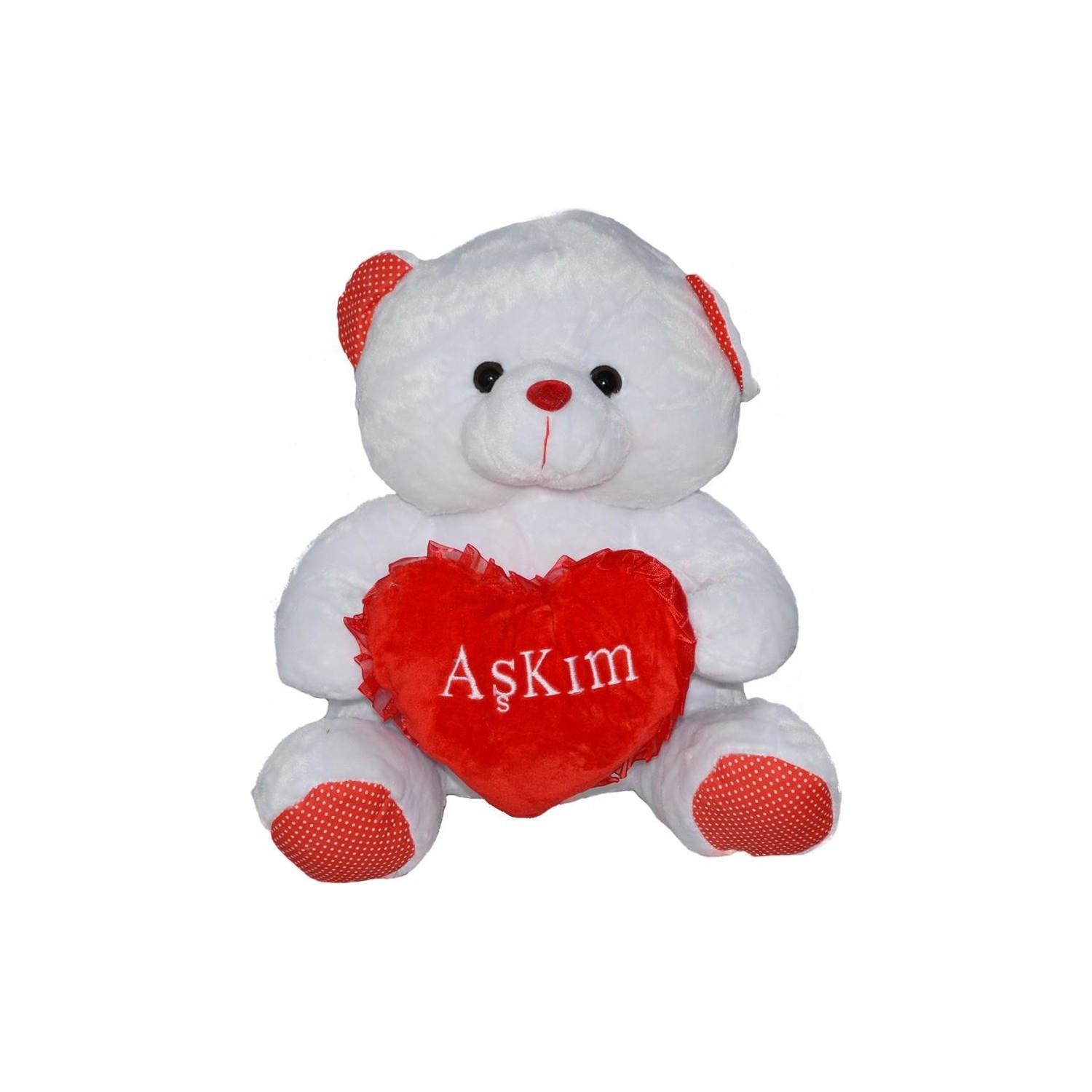 Halley Oyuncak Kalpli Ayı Beyaz 35 Cm Peluş Ayı