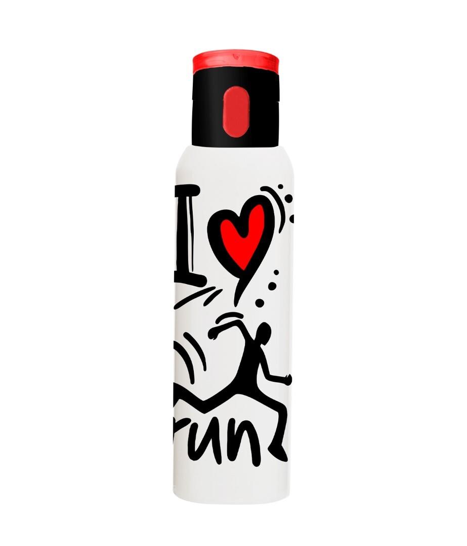 Herevin Matara Opak Desenli Düğmeli I Love Run 500 ML Suluk