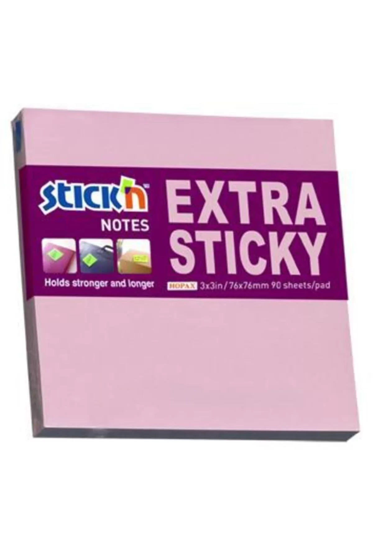Hopax Stickn 76x76mm Extra Yapışkanlı Not Kağıdı Pastel Pembe 90 Yaprak