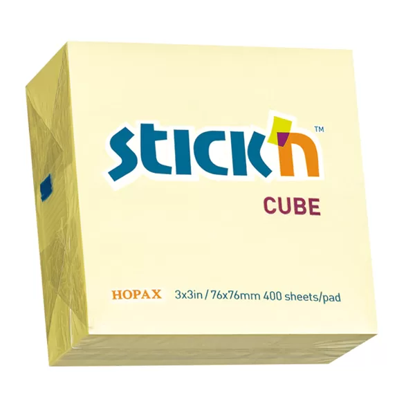 Hopax Stickn 76x76mm Sarı Yapışkanlı Küp Notluk 400 Yaprak
