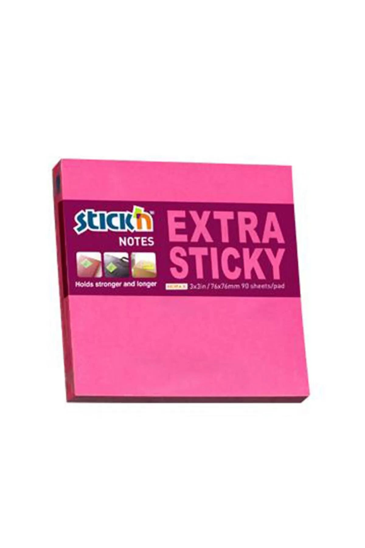 Hopax Stıckn Yapışkanlı Not Kağıdı Extra 90 Yaprak 76x76 mm Neon Pembe