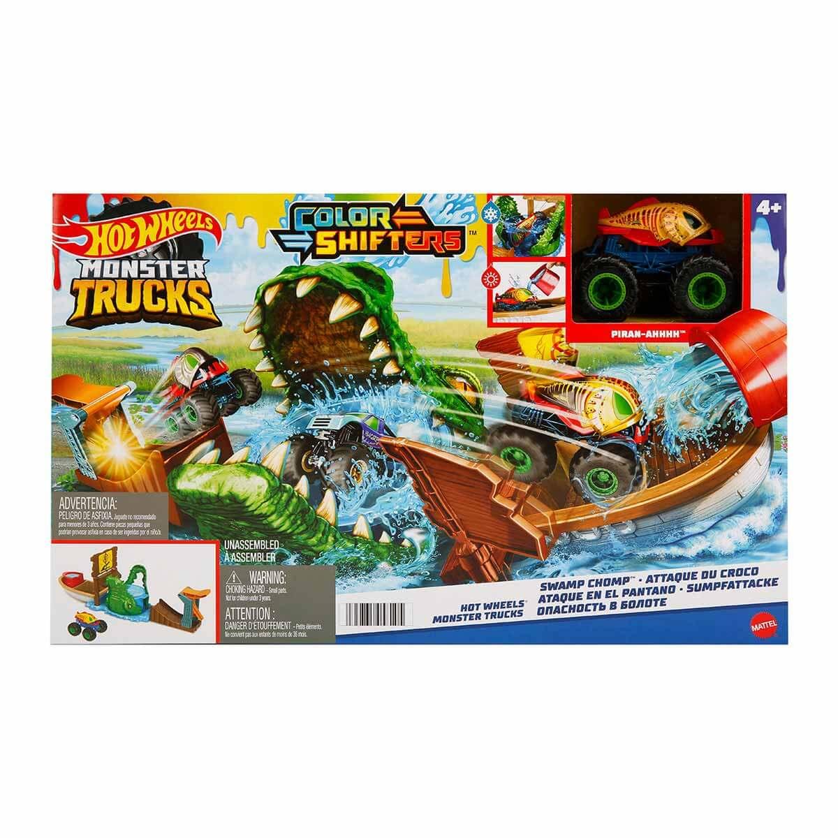 Hot Wheels Monster Trucks Renk Değiştiren Araçlar Timsahdan Kaçış Oyun Seti