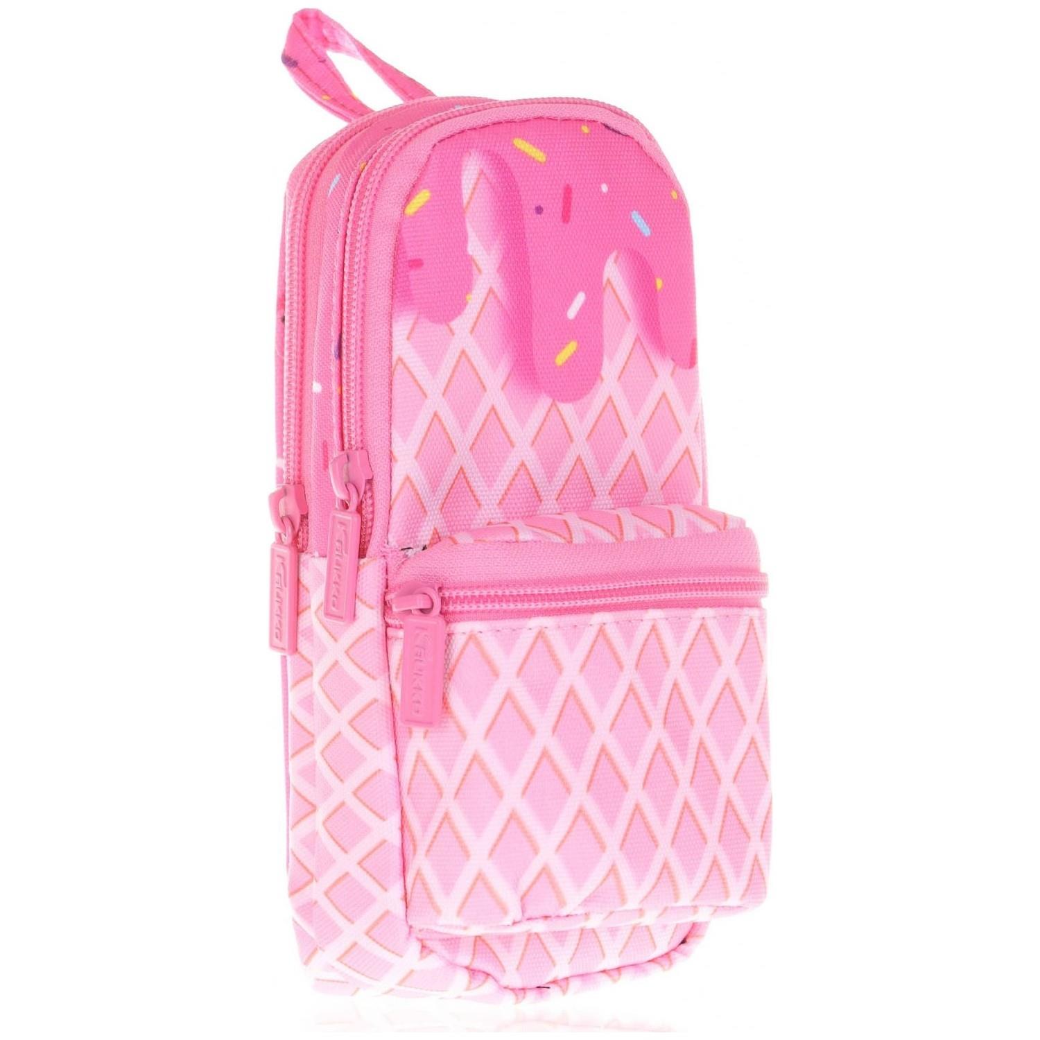 Kaukko Kalem Çantası Layer Junior Bag Pembe Dondurma Üç Bölmeli Kalemlik