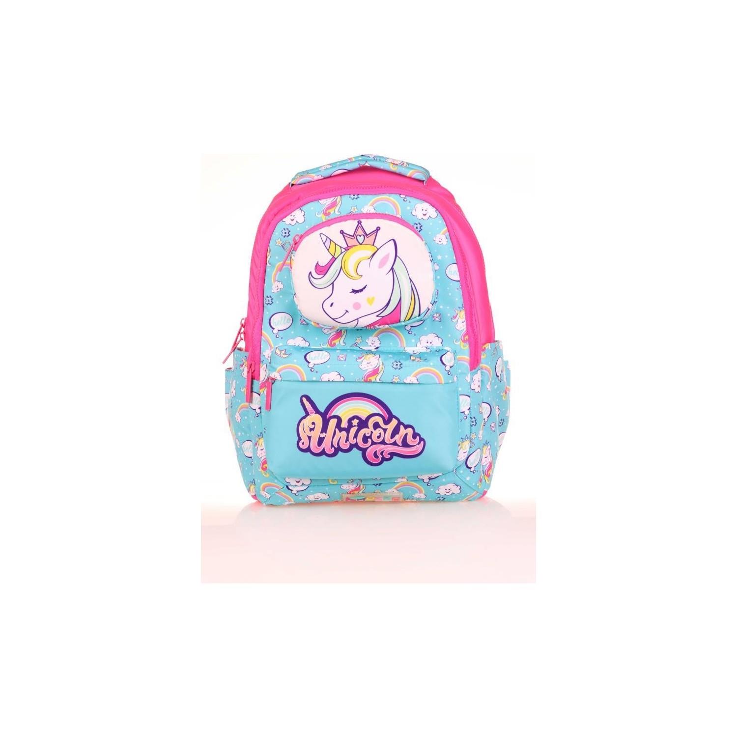 Kaukko Kids Sırt Çantası Toys Unicorn Mavi Pembe Okul Sırt Çantası